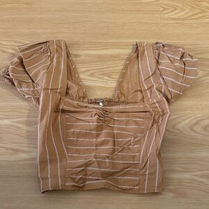 Free People Striped Crop Top in Tan / Brown Size XS